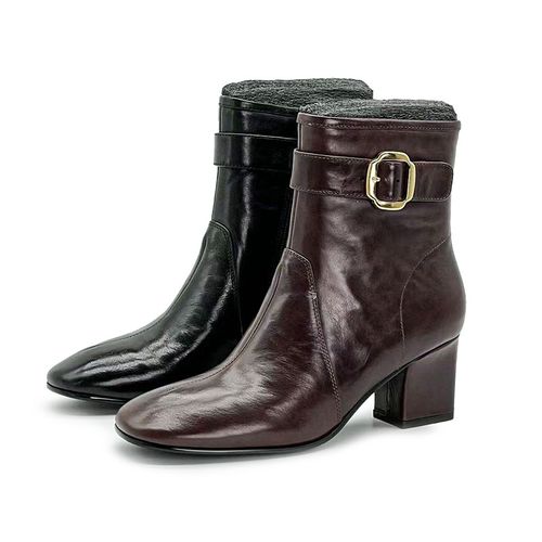 【青丝专享】早秋新款花纹牛油皮面猫跟小短靴51233主图