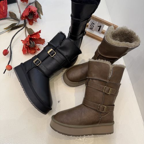 卓依冬款-防滑时尚可擦厚底保暖雪地靴（832-9皮）主图