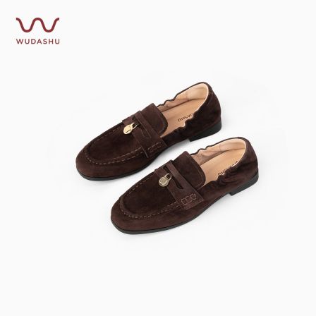 【WUDASHU】时尚真皮复古经典软底豆豆鞋2026皮鞋乐福鞋舒适百搭