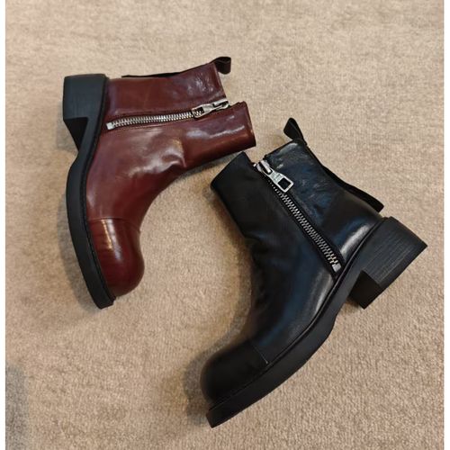 【青丝专享】圆头侧拉低跟时装靴女鞋61200主图