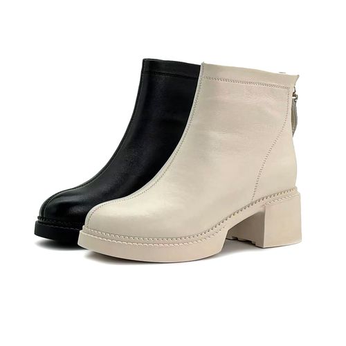 【青丝专享】新款圆头粗跟百搭短靴51251主图