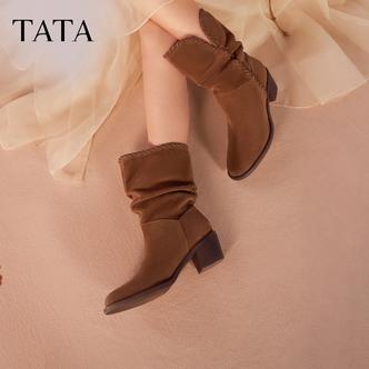TATA/他她2025冬商场同款女日常时尚休闲西部靴新款NWU01DS5主图