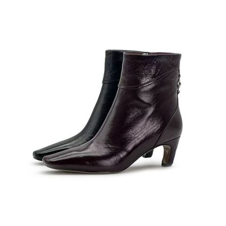 【青丝专享】“萍枫履”法式气质中跟短靴51120