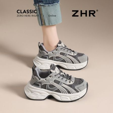 厚底老爹鞋女2026新款小个子增高网面透气运动休闲鞋潮流百搭女鞋