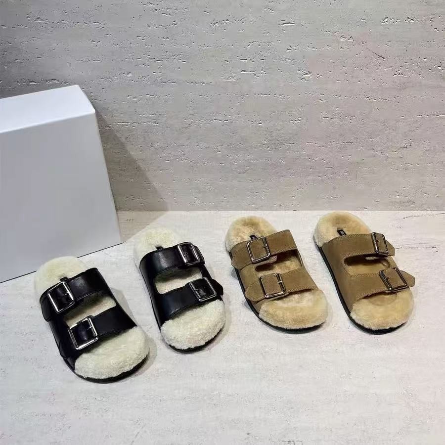 特XIAOJIAOYA【羊毛拖】“一字皮带扣勃肯毛毛拖”（跟高5）5500-160主图