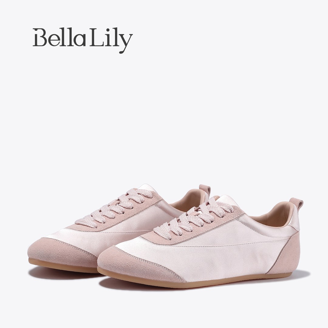 BellaLily2026春季新款绸缎拼色德训鞋软底芭蕾鞋轻便薄底休闲鞋主图