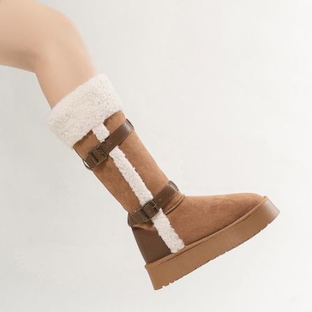 保暖长筒雪地靴厚底增高保暖舒适软底女短靴冬季新款防滑爆款棉靴