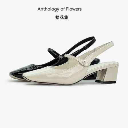 【青丝专享】“珍珠泪痣”牛漆皮面复古圆头法式玛丽珍单鞋55230