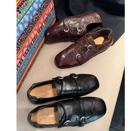 莹莹家/w.the.one欧货女鞋时尚百搭复古一脚蹬乐福鞋布洛克单鞋