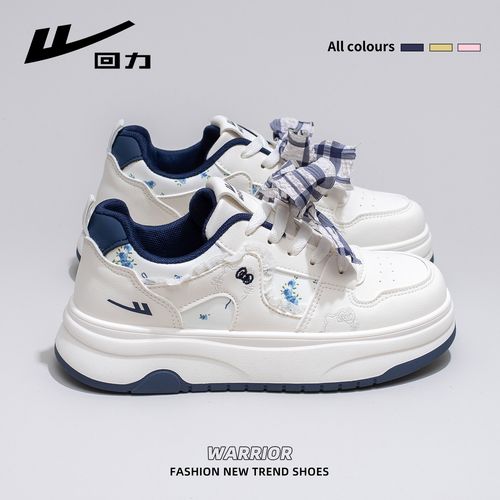 回力双系带厚底女鞋2026新款可爱拼色百搭冬季高颜值时尚学生板鞋主图