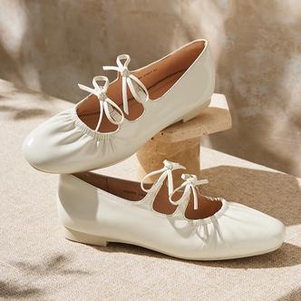 天美意25春法式蝴蝶结优雅复古法式低跟一脚蹬KM064AQ5主图