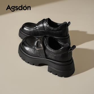 Y奥古狮登黑色乐福鞋女2026新款春季英伦小皮鞋厚底增高通勤单鞋Y主图