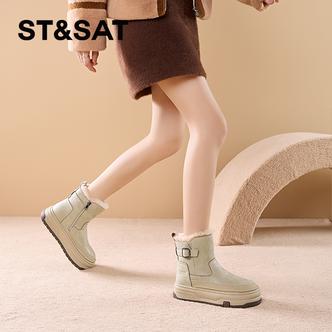 星期六舒适休闲雪地靴女2024冬季热门新款加绒保暖百搭时尚短筒靴主图