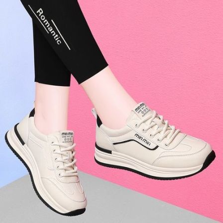 WANSSENY真皮运动鞋女2025新款女鞋软底轻便休闲鞋透气跑步鞋女款