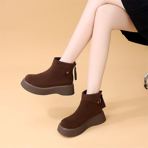 厚底复古勃肯雪地靴2025新款冬季时尚百搭翻毛皮加绒马丁靴大码41主图