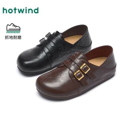 热风2026年春季新款女士时尚单鞋黑色平底H15W26512