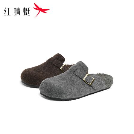 【籽言专属】红蜻蜓加绒勃肯半拖女鞋外穿一脚蹬拖鞋包头拖WTB45946