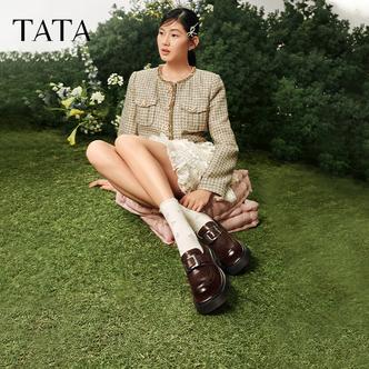 TATA他她2025春新款复古方扣圆头厚底乐福鞋JK鞋百搭单鞋CW701AM5主图