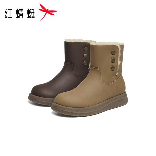 【籽言专属】红蜻蜓雪地靴女款冬季厚底加绒保暖休闲棉鞋子WGC45052主图