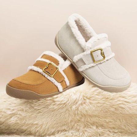 【籽言专属】红蜻蜓加绒勃肯鞋毛毛一脚蹬时尚百搭保暖棉鞋雪地靴子