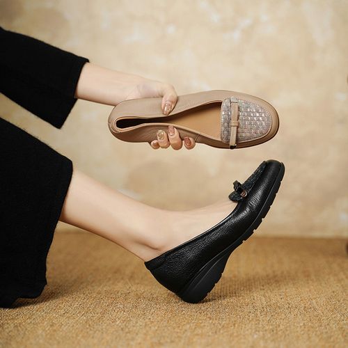 3.5cm 复古百搭舒适软底浅口单鞋春季英伦风通勤休闲简约时尚单鞋主图