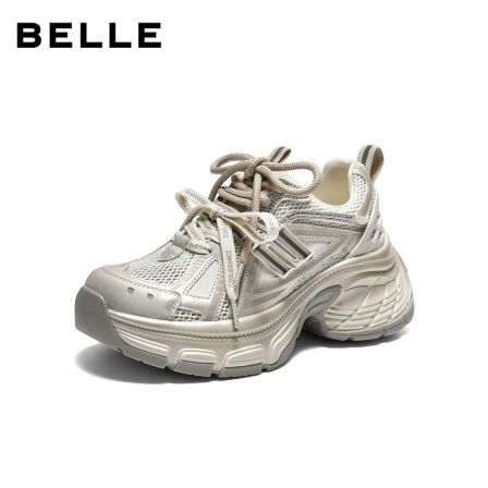 百丽蓝鲸舒适网面老爹鞋女2026夏商场同款厚底增高休闲鞋F4Q1DBM6