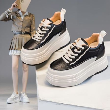 内增高9cm厚底真皮小白鞋女ins韩版显瘦小个子松糕鞋2026春季爆款