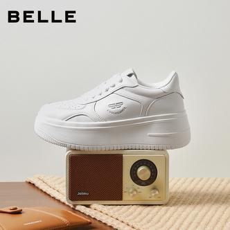 沈月同款百丽简约百搭小白鞋女2026春新厚底增高休闲板鞋E7J1DAM6