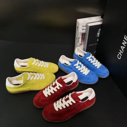 【糖果泡芙】2026春季羊皮圆头透气休闲运动德训鞋女阿甘鞋18-82