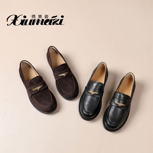 老钱风一脚蹬单鞋女2026春季新款头层羊皮英伦风乐福鞋真皮百搭主图