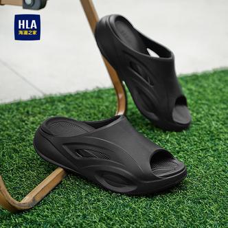 HLA/海澜之家男鞋新款冬季时尚休闲保暖拖鞋舒适一字拖厚底鞋百搭