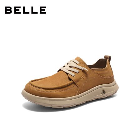 百丽复古潮搭休闲鞋男2026新春牛皮革轻便厚底舒适工装鞋A2428AM6