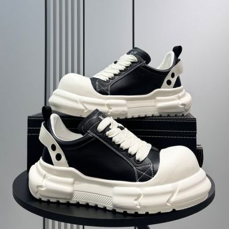 欧货潮牌丑萌米奇大头男款2025秋冬新款黑白圆头厚底网红鞋子男款