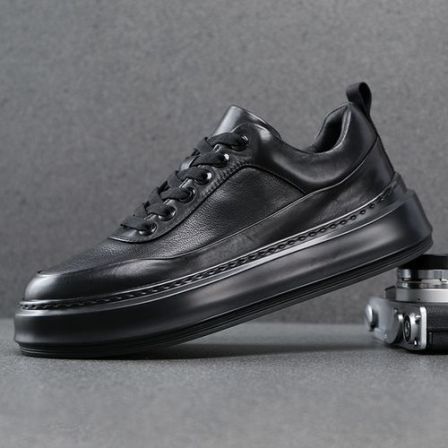 广州皮鞋男鞋秋季2024新款真皮休闲鞋男潮流厚底纯牛皮鞋子男板鞋