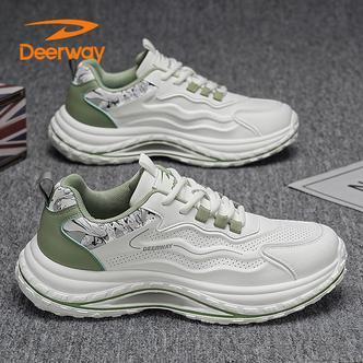 德尔惠男鞋夏季新款百搭时尚休闲鞋青年跑步运动厚底增高小白鞋