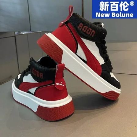 新百伦男鞋高帮秋冬季高级感百搭青少年学生厚底增高休闲运动板鞋