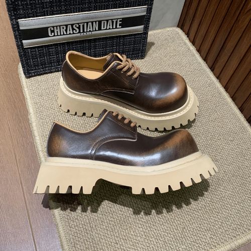 新款做旧英伦时尚休闲大头皮鞋女厚底潮低帮鞋复古百搭德比鞋男鞋主图