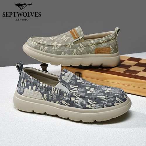 七匹狼春季男鞋帆布鞋夏季时尚休闲鞋懒人鞋厚底男士软底透气布鞋主图