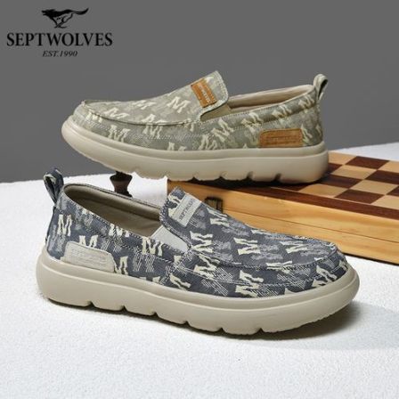 七匹狼春季男鞋帆布鞋夏季时尚休闲鞋懒人鞋厚底男士软底透气布鞋