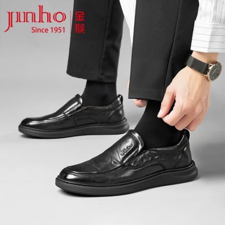 Jinho/金猴男士春秋休闲风真皮尖头皮鞋轻便透气百搭Q28277A