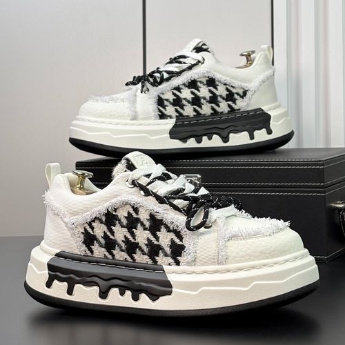 厚底板鞋2026春季新款时尚潮流面包鞋厚底增高鞋男士痞帅休闲鞋子主图