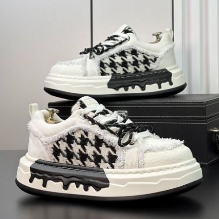 厚底板鞋2026春季新款时尚潮流面包鞋厚底增高鞋男士痞帅休闲鞋子