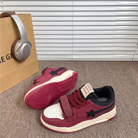 酒红色气垫鞋男ins潮2026春季新款复古百搭轻板鞋女学生小白鞋子