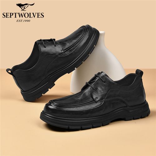 七匹狼男鞋商务休闲鞋商务压花皮休闲皮鞋春季休闲鞋英伦风厚底主图