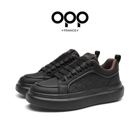 法国OPP经典复古麦昆板鞋子男款2026年新款轻奢黑色厚底男鞋增高