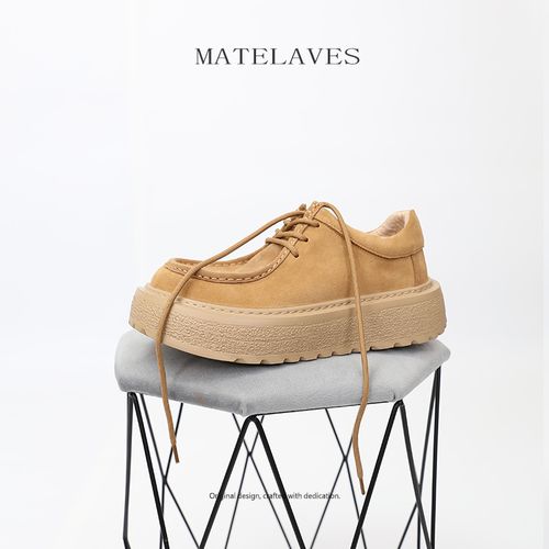 MATELAVES 复古磨砂德比鞋男真皮厚底高级感轻质舒适增高休闲皮鞋主图