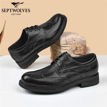 七匹狼男鞋布洛克商务雕花系带耐磨休闲皮鞋时尚鞋子透气男士春季