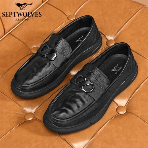 七匹狼男鞋黑色防滑低帮一脚蹬乐福鞋豆豆鞋潮流百搭休闲鞋春季主图