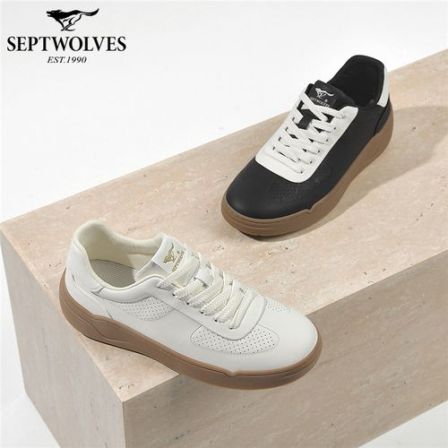 七匹狼春季新款板鞋增高小白鞋透气休闲板鞋低帮复古男士皮鞋男鞋