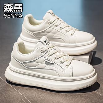 森马男鞋2026秋冬季时尚百搭低帮休闲板鞋运动增高厚底软面小白鞋主图